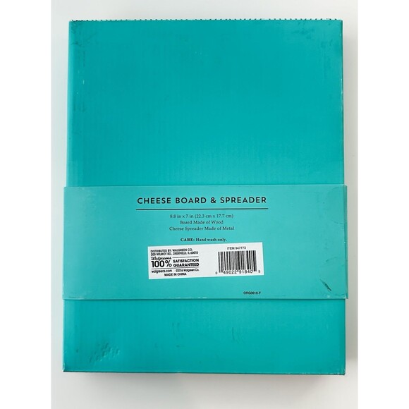 MODERN EXPRESSIONS Wood Cheese Board Metal Spreader Gift Box Set Vintage NEW - Picture 3 of 4